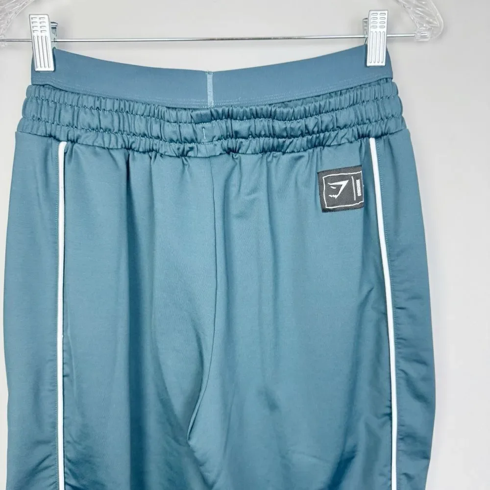 GYMSHARK | Teal Layered Drawstring Waist Track Pants with Stripe Men’s Size M